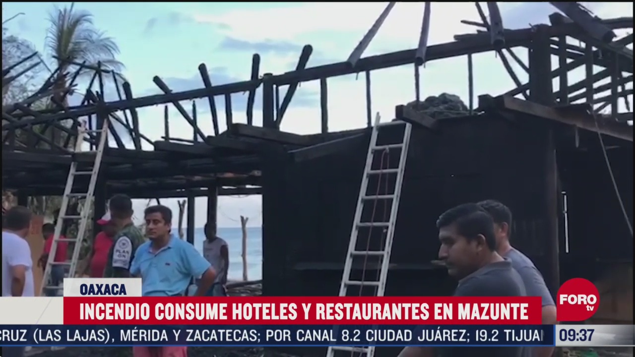 FOTO: 14 de junio 2020,incendio arrasa tres hoteles y seis restaurantes en mazunte oaxaca