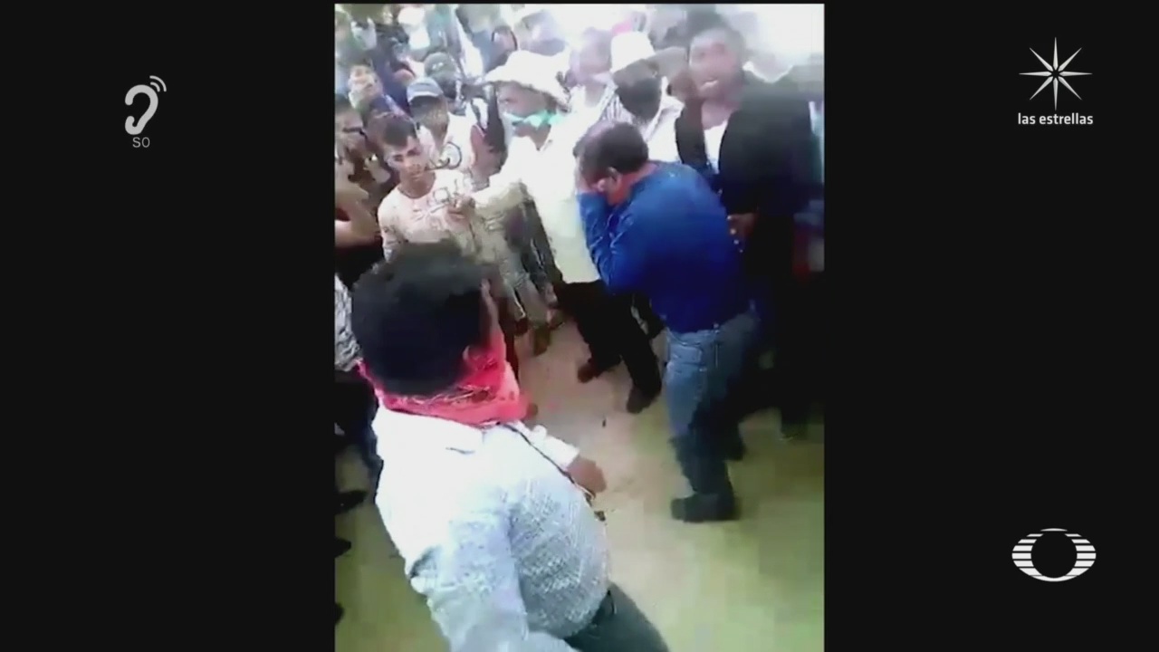 FOTO: 30 de junio 2020, indigenas de chiapas golpean a empleado del senasica por esparcir covid
