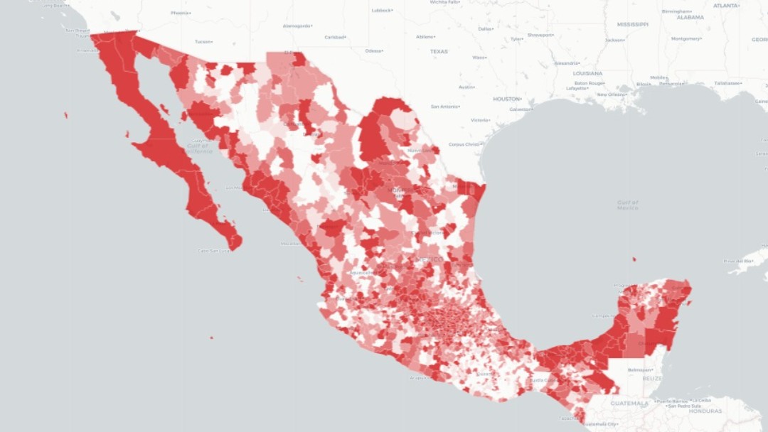 Mapa rojo de coronavirus en México. Ssa