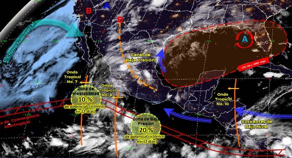 Mapa que muestra los sistemas meteorológicos del sábado 24 de junio. (Foto: https://smn.conagua.gob.mx/)