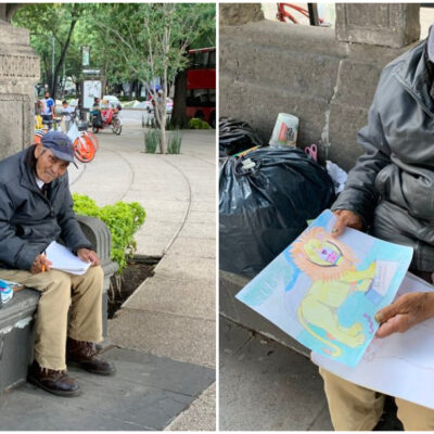 Redes sociales piden ayuda para abuelito que hace dibujos para ganarse la vida