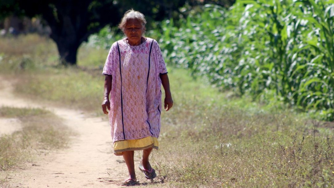 Una señora de Copala, Guerrero, camina por la comunidad. Cuartoscuro