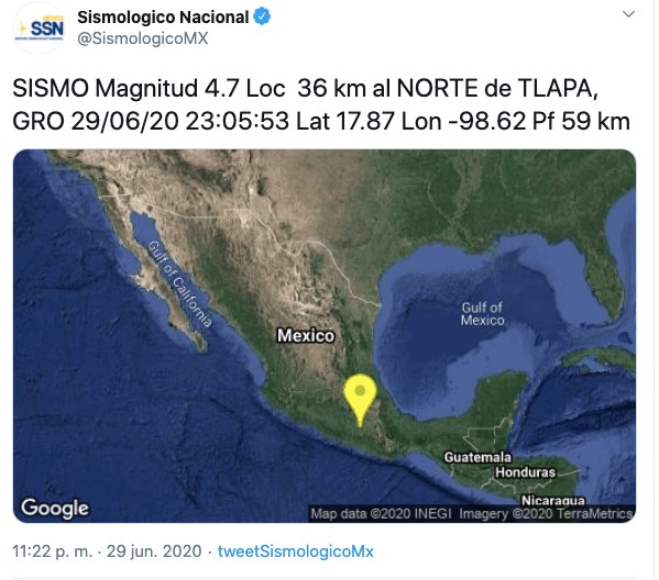 Sismo con epicentro en Tlapa, Guerrero, se percibe en alcaldías de la CDMX