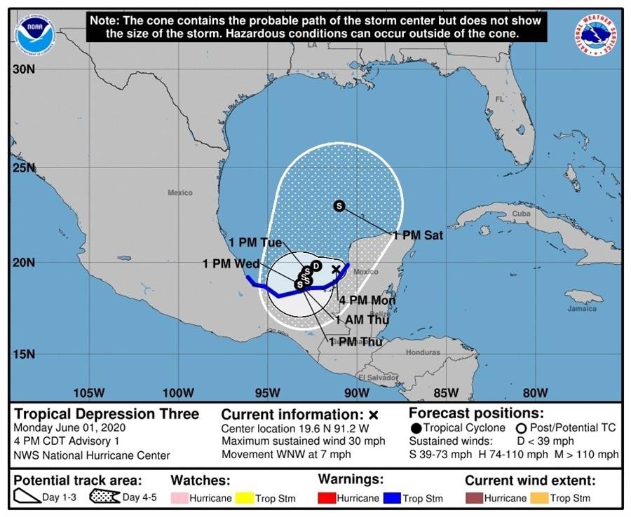 Se forma depresión tropical ‘Tres’ en Campeche