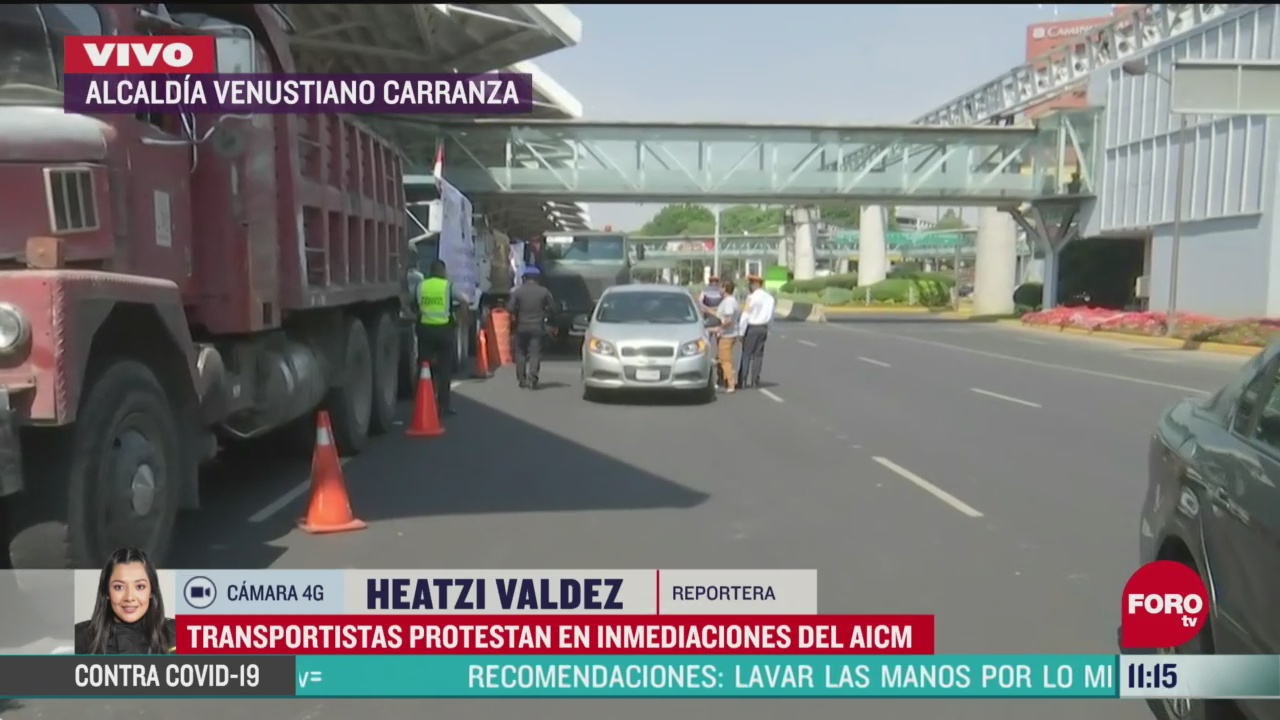 transportistas protestan en inmediaciones del aicm