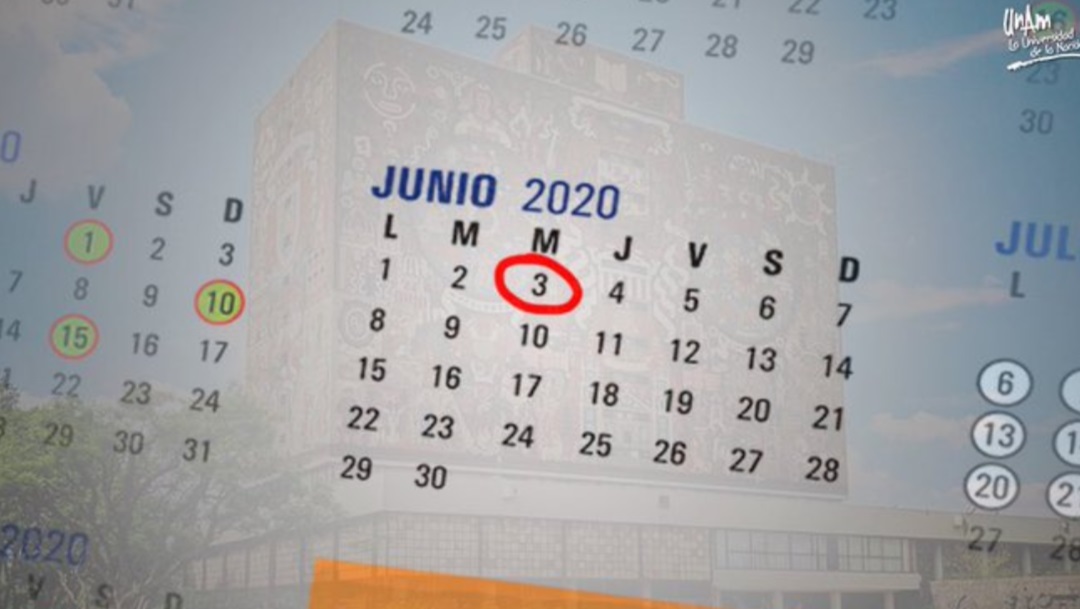 Calendario 2020-2021 de la UNAM. Twitter/UNAM