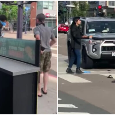 Video: Hombre noquea a sujeto racista que intentó agredirlo en plena avenida