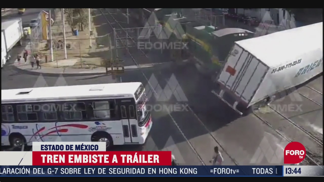 FOTO: video tren embiste trailer en el estado de mexico