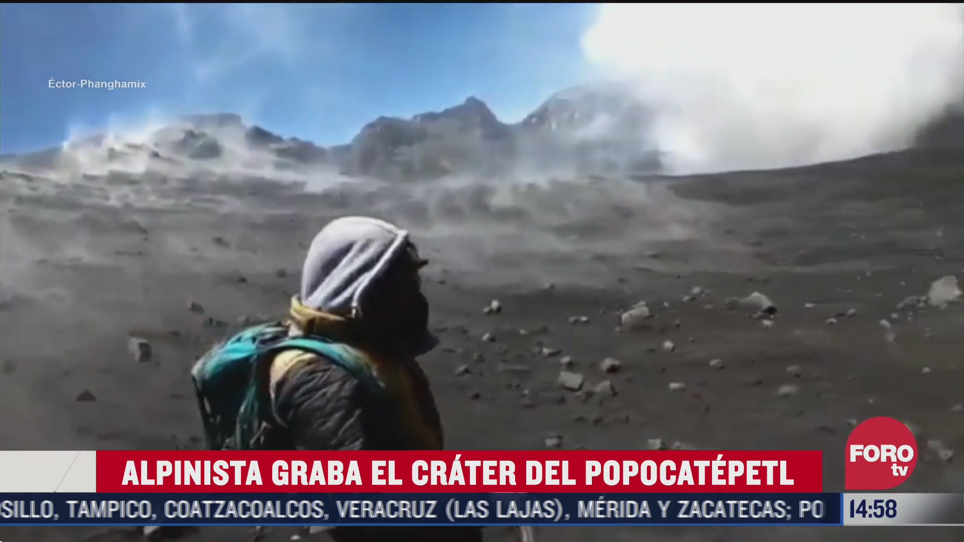 alpinista graba crater del popocatepetl