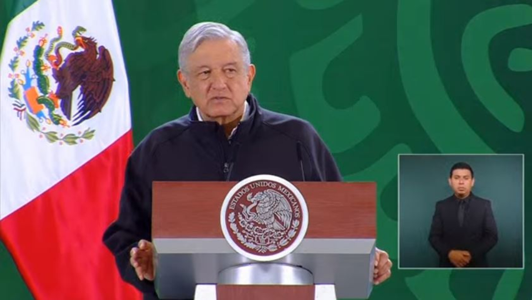 El presidente Andrés Manuel López Obrador en conferencia de prensa matutina desde Oaxaca.