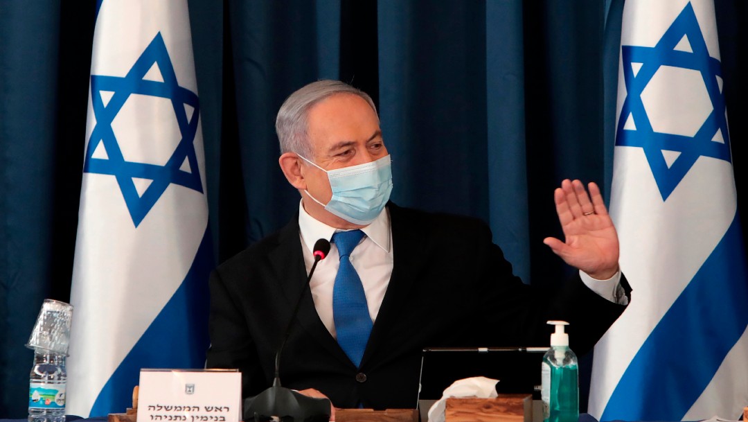 Benjamin Netanyahu, primer ministro de Israel con cubrebocas