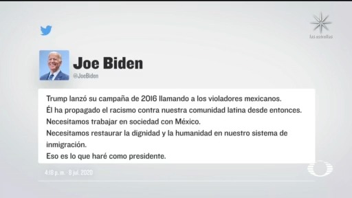 Joe Biden recordó que Donald Trump, durante la campaña presidencial, afirmó que los mexicanos eran ‘violadores