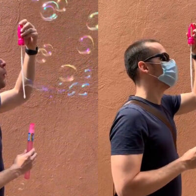 Video: Investigador de la UNAM demuestra importancia de usar cubrebocas soplando burbujas
