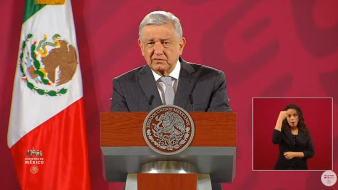 El mandatario mexicano, Andrés Manuel López Obrador, durante su rueda de prensa en el Palacio Nacional.