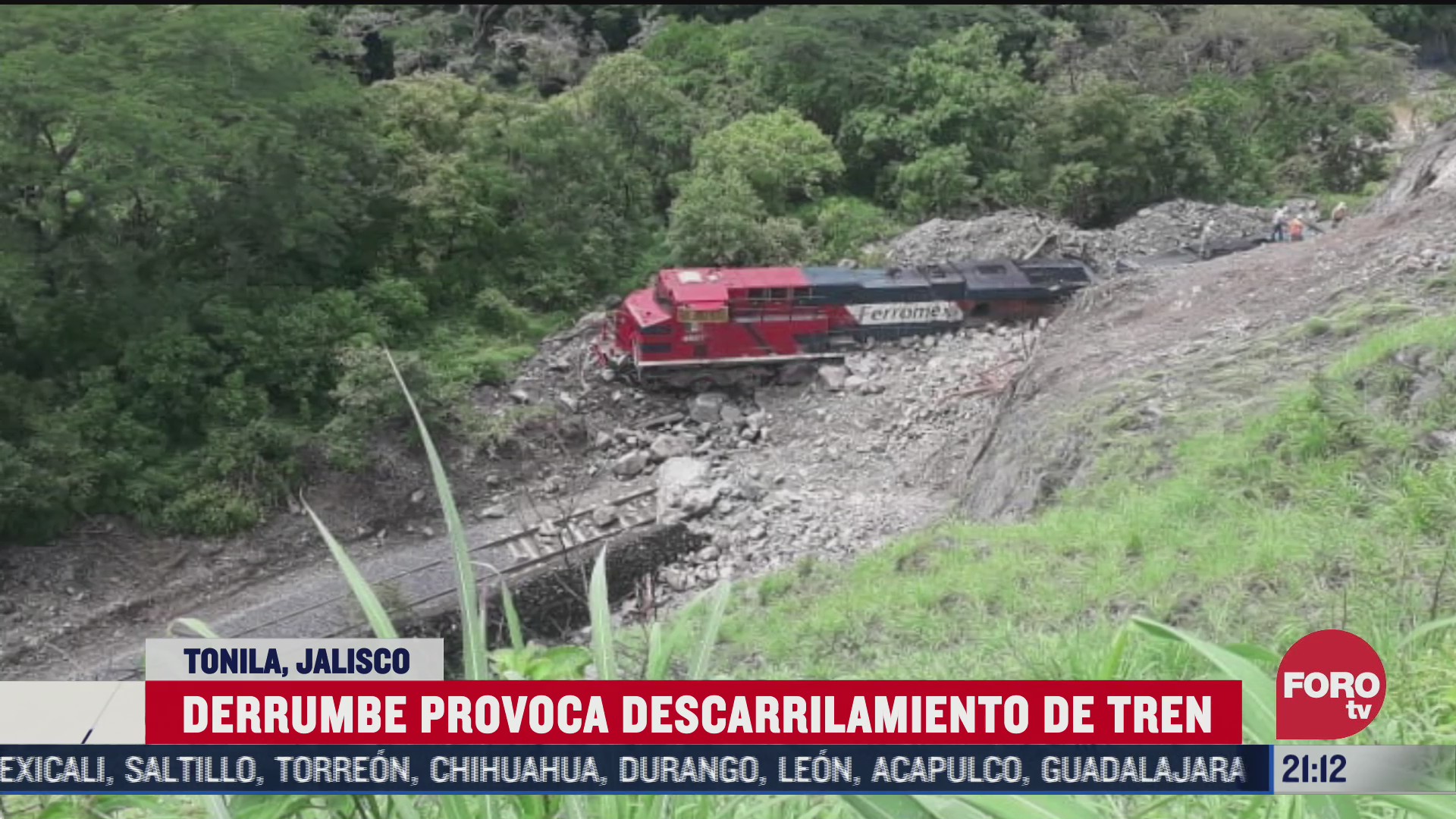 derrumbe provoca descarrilamiento de tren en tonila Jalisco