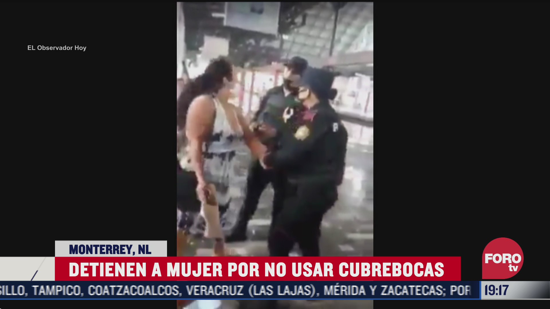 mujer usuario del mtreo Monterrey detenida por no usar cubrebocas