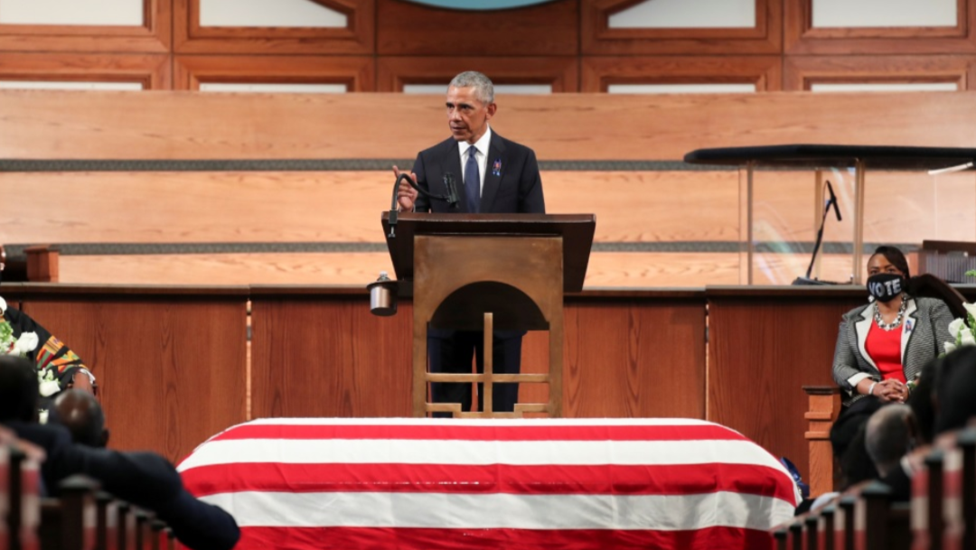 El expresidente Barack Obama en el funeral de John Lewis
