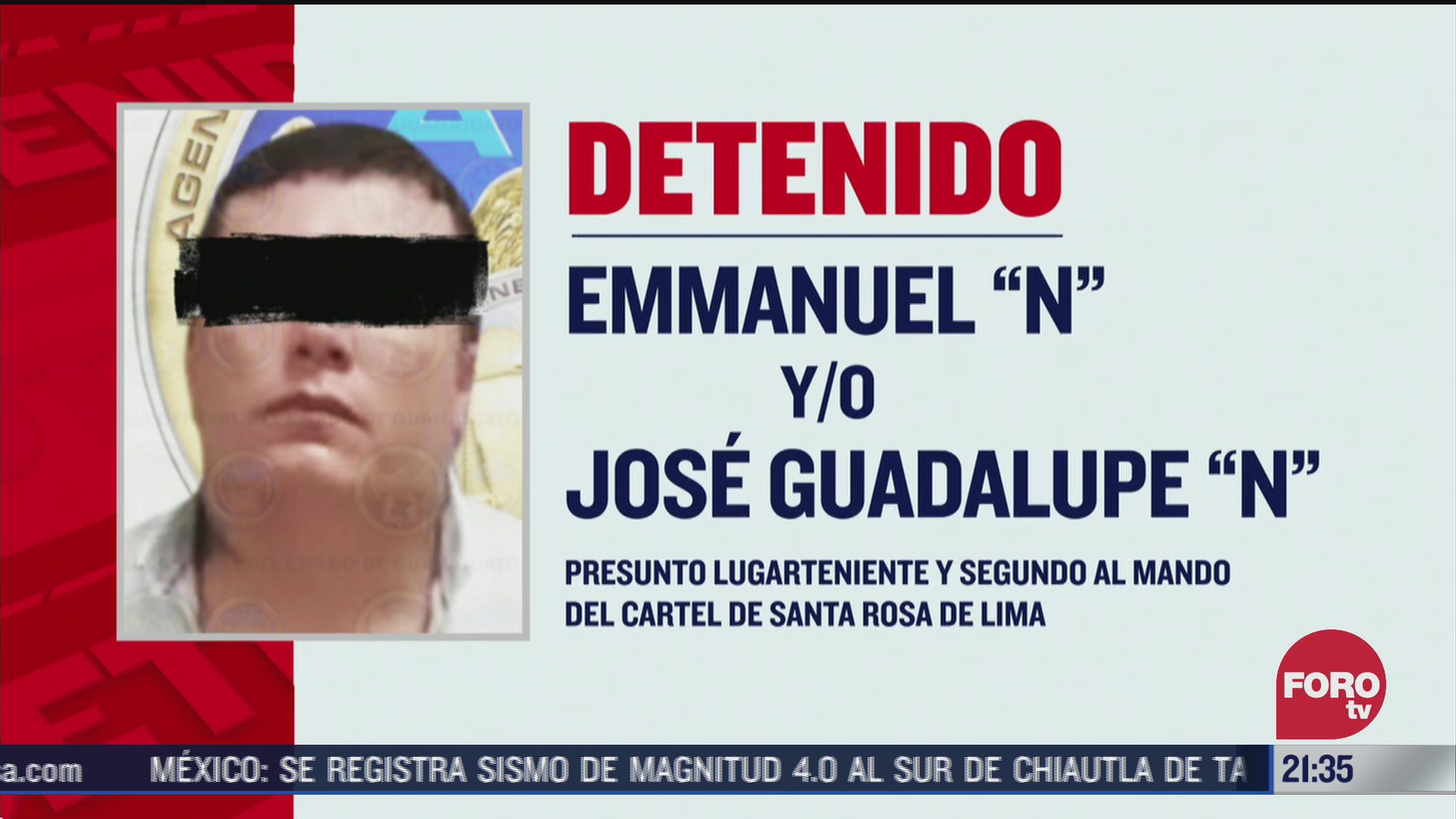 Detienen a "El Mamey", presunto líder del Cártel de Santa Rosa de Lima