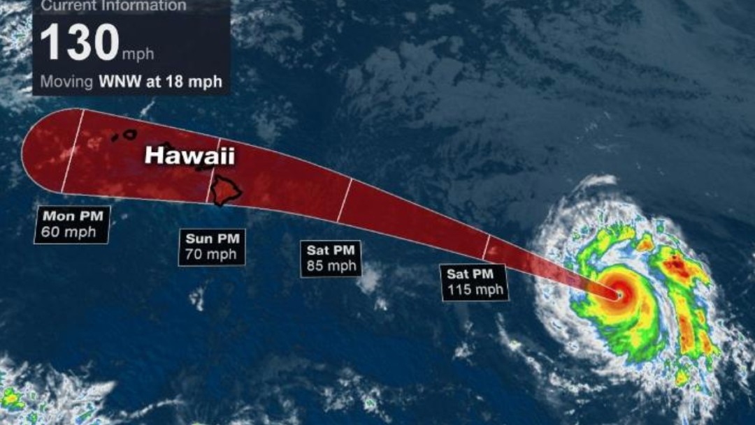 Huracán Douglas sube a categoría 4, lejos de costas de México; se dirige a Hawaii