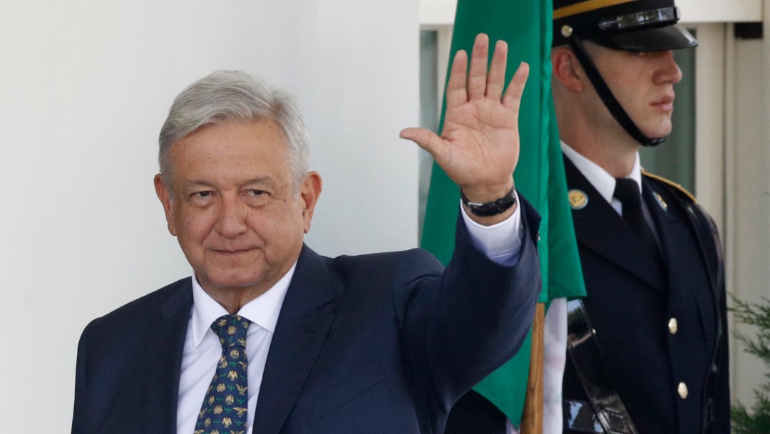 El presidente López Obrador a su llegada a la Casa Blanca