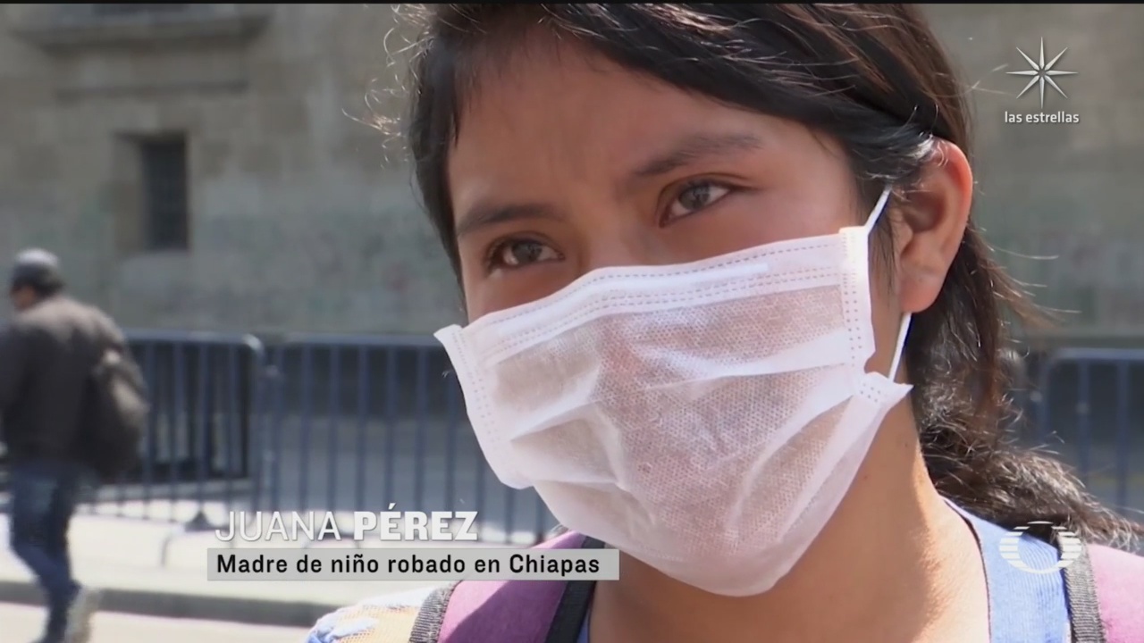Juanita Pérez madre de dylan nino tzotzil robado por menor en chiapas pide ayuda a AMLO en palacio nacional