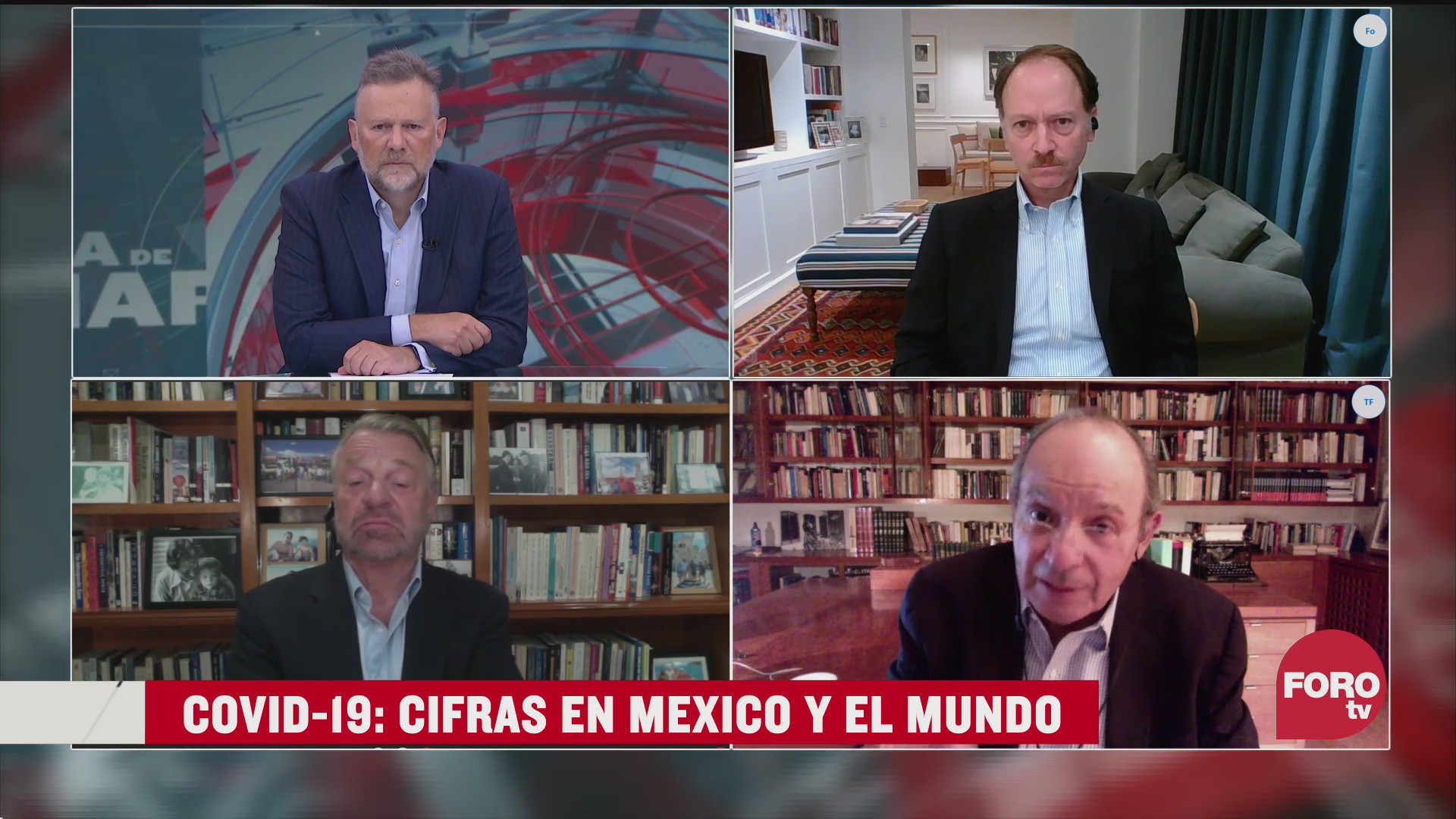 Leo Zuckermann, Héctor Aguilar Camín, Jorge Castañeda y Javier Tello examinan las cifras de la pandemia de coronavirus en México