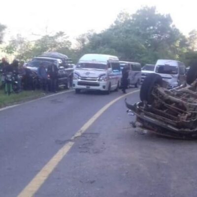 Volcadura de camioneta de transporte público deja 5 muertos en Motozintla, Chiapas