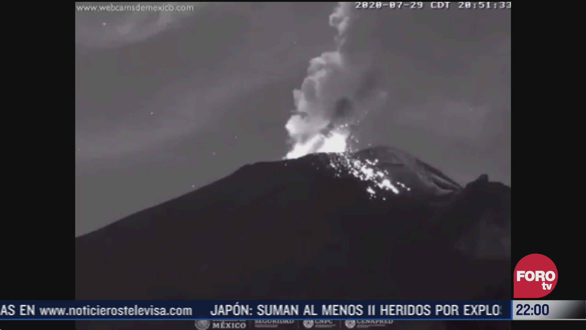 volcan popocatepetl lanza material incandescente