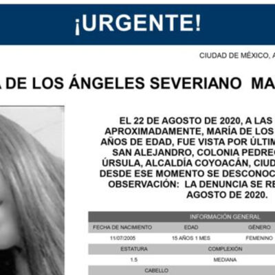Activan Alerta Amber para localizar a María de los Ángeles Severiano Macario