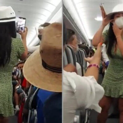 Video: Aparece 'Lady Covid'; se quita el cubrebocas y reparte insultos en vuelo de Cancún