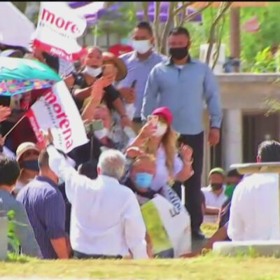 Cientos de tamaulipecos abarrotan actos de AMLO en Matamoros