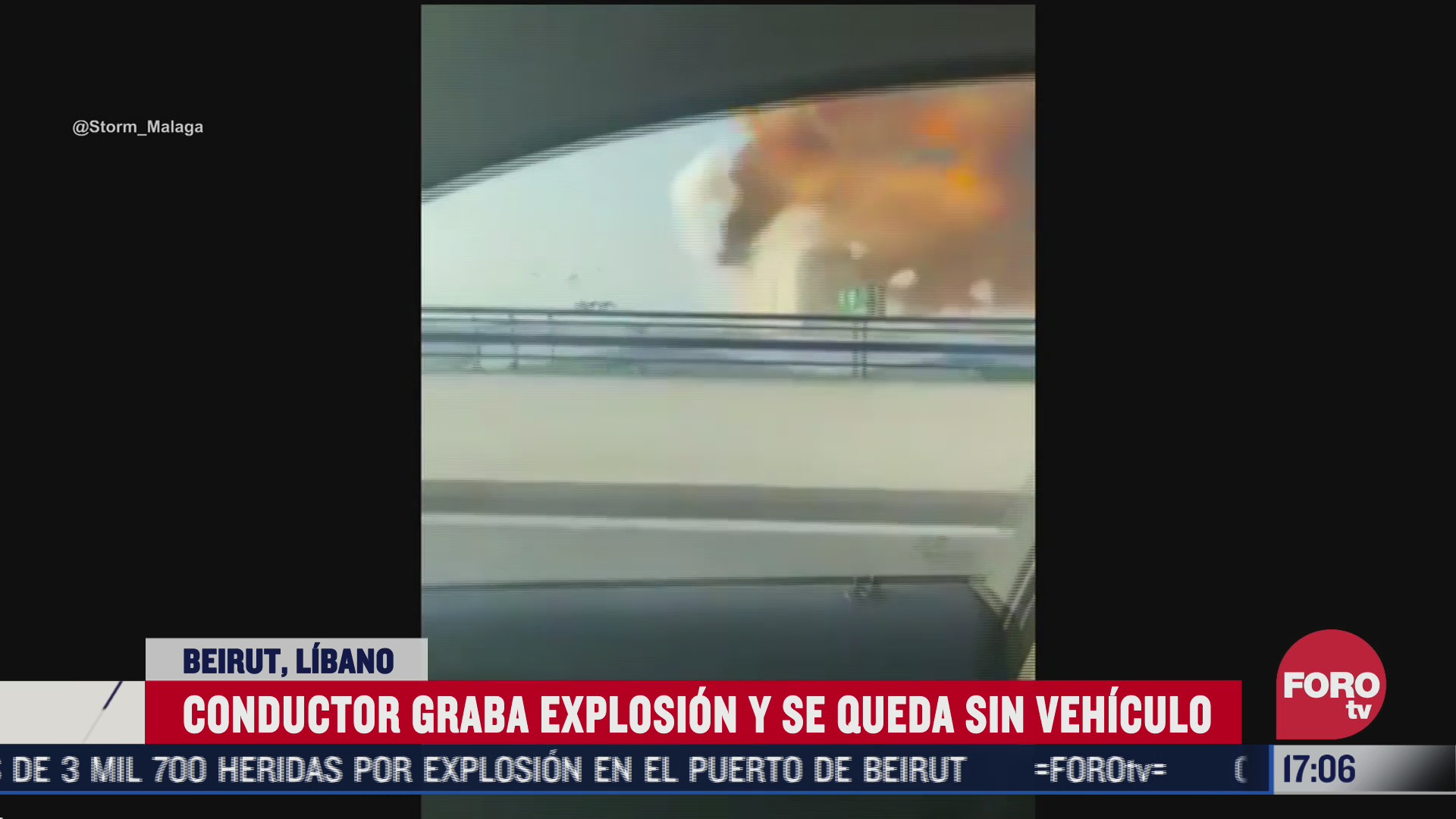 conductor graba desde su vehiculo explosion en puerto de beirut