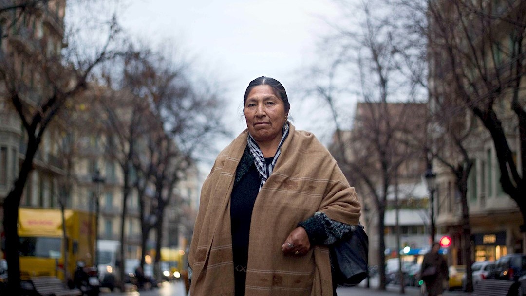 Esther Morales, hermana de Evo Morales, durante una entrevista en Barcelona, España