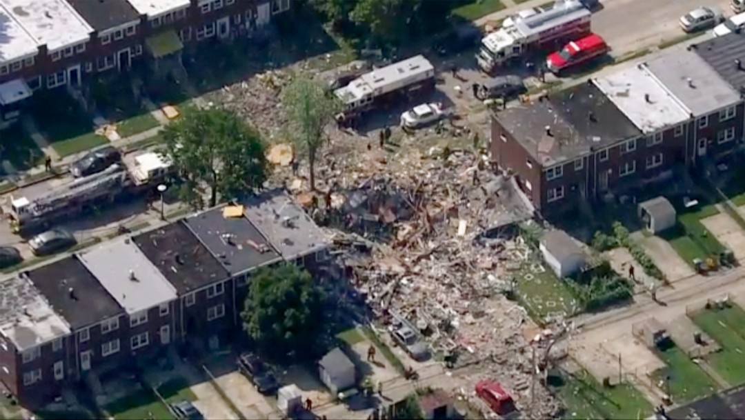 Explosión en vecindario de Baltimore, Estados Unidos