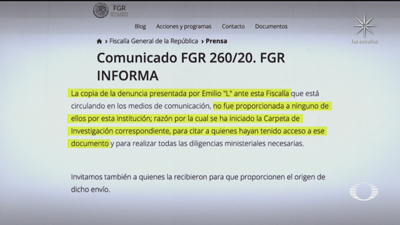fgr investiga filtracion de documento de denuncia de emilio lozoya