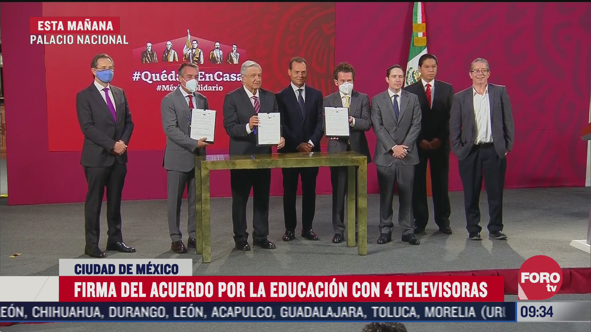 firma del acuerdo por la educacion con 4 televisoras