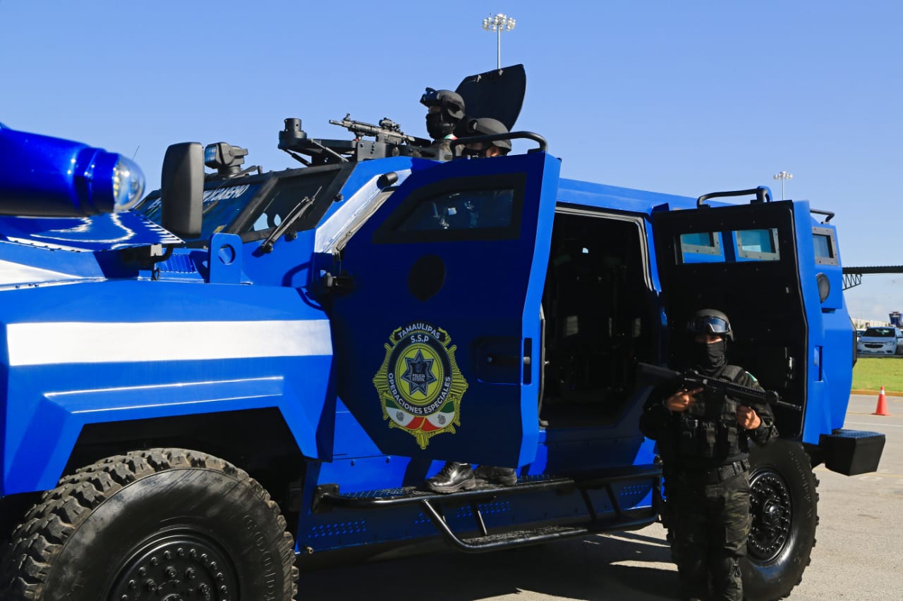 Camionetas del grupo Operaciones Especiales Tamaulipas