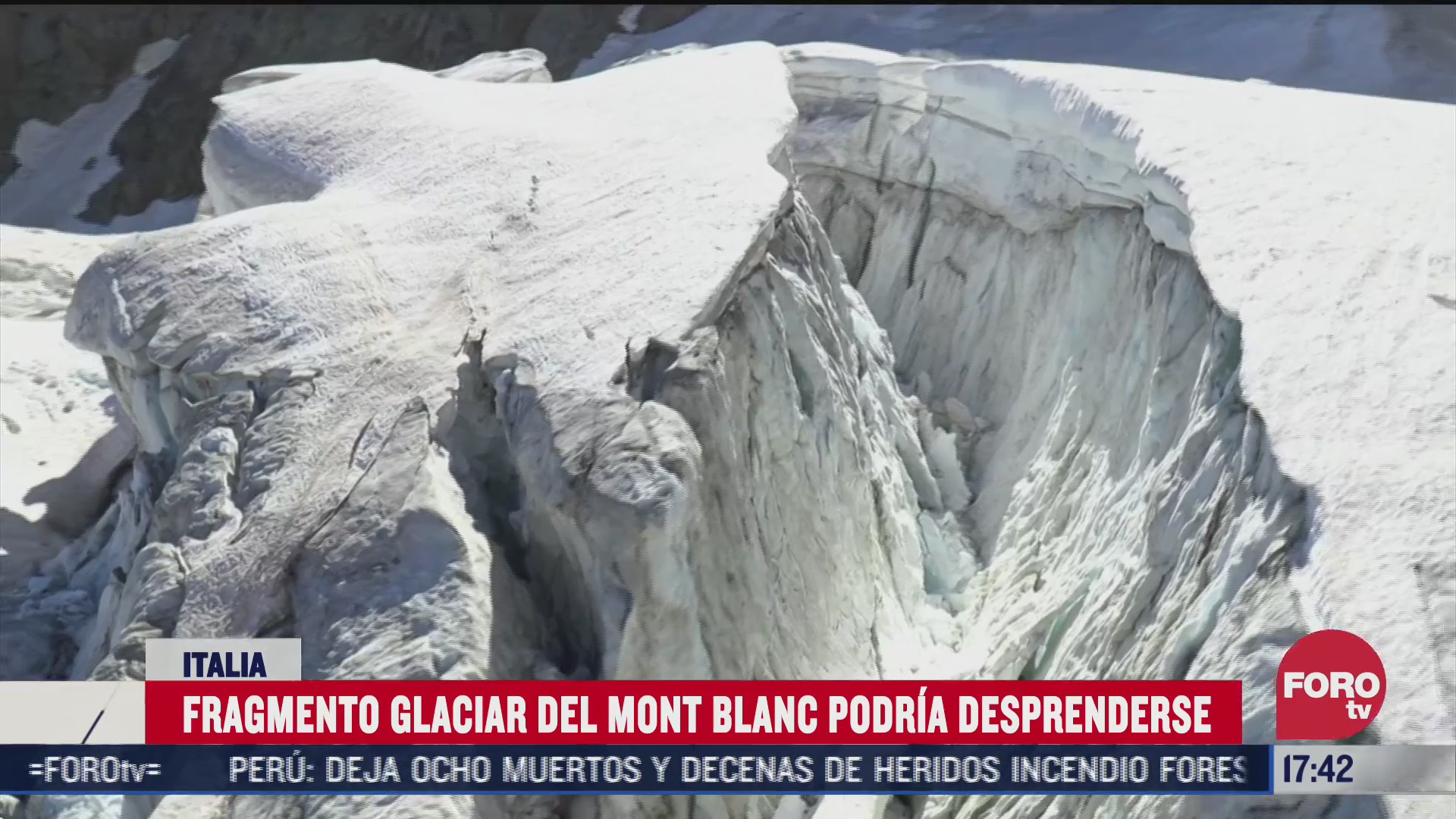 fragmento del glaciar mont blanc esta en riesgo de desprenderse