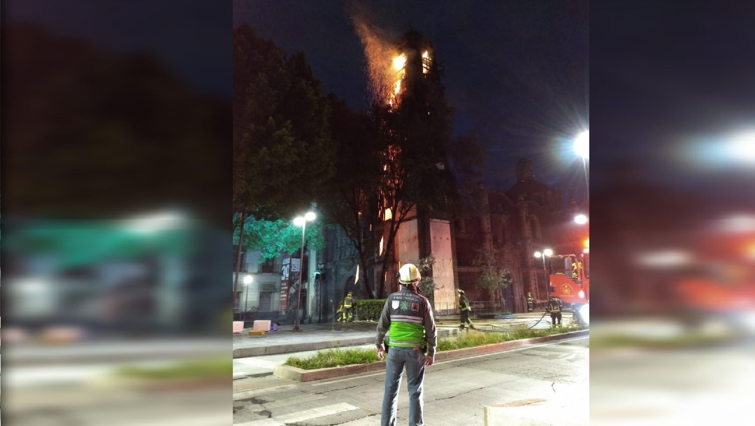 incendio en torre de la Iglesia Santa Veracruz, CDMX