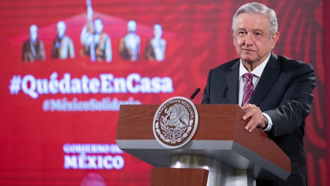 López Obrador en Palacio Nacional, durante conferencia matutina