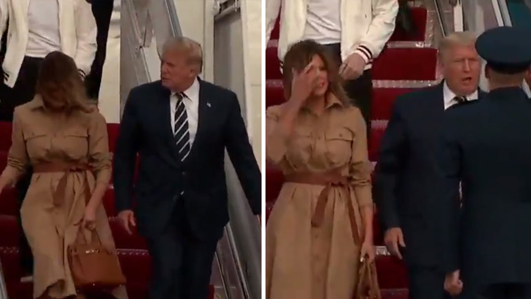 Melania Trump niega la mano a Donald Trump