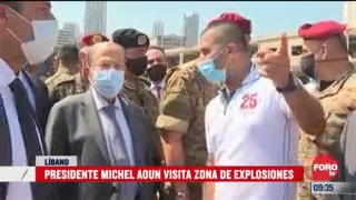 presidente de libano visita la zona de la explosion de beirut