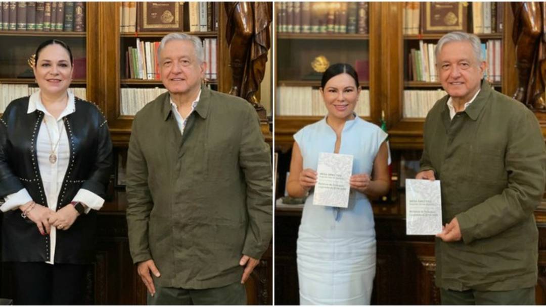 El presidente López Obrador se reunió con las legisladoras Laura Rojas y Mónica Fernández, presidentas de la Cámara de Diputados y Senadores, respectivamente