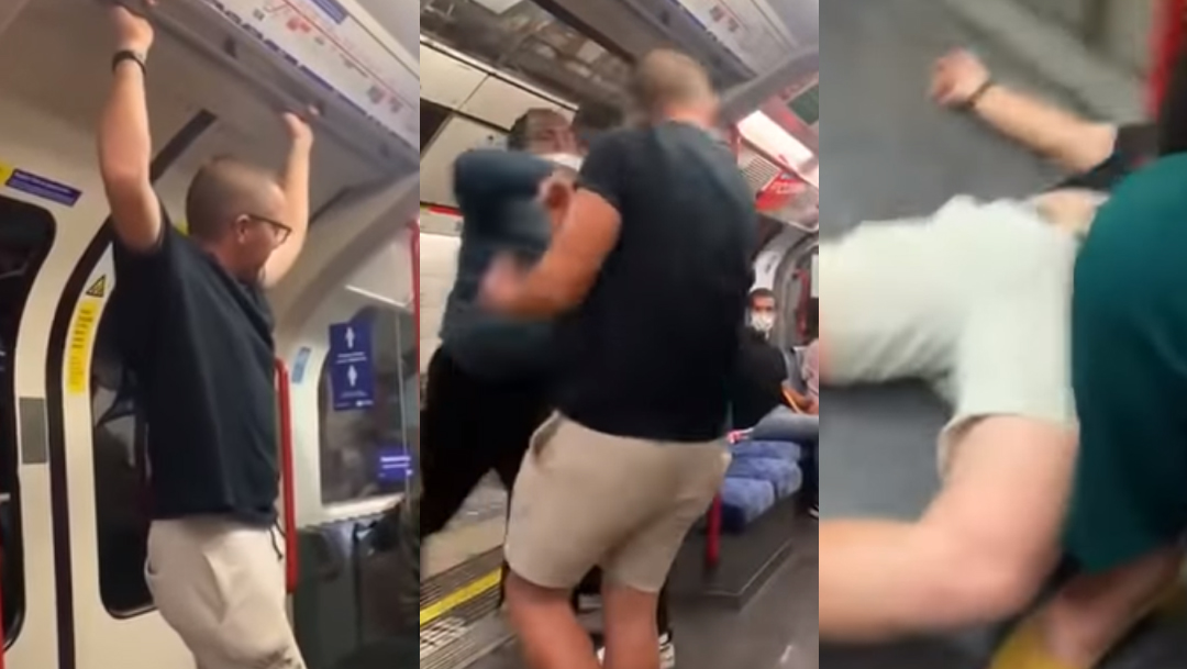 En el metro de Londres, Inglaterra, un hombre lanzó ofensas racistas y el video se hizo viral, Captura de Pantalla