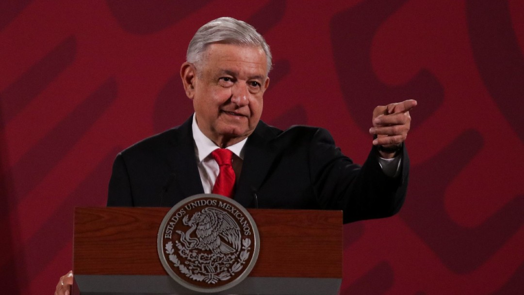 Andrés Manuel López Obrador, presidente de México, durante su conferencia matutina en Palacio Nacional