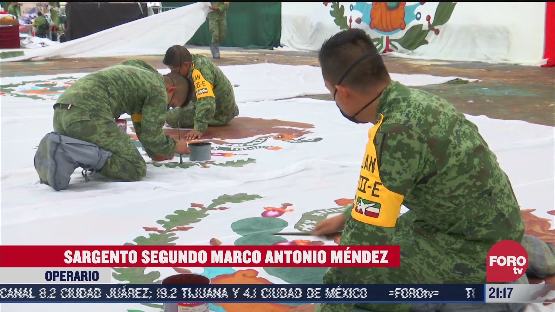 fabricación de banderas de Méxio por el ejecito mexicano