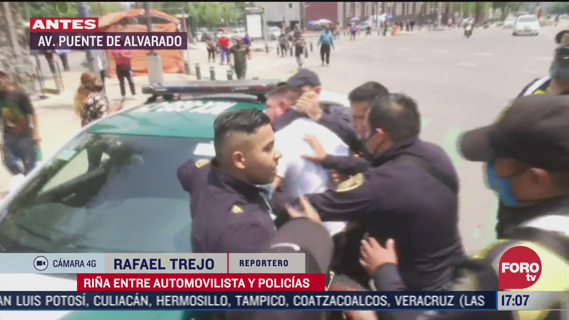 automovilista y policias pelean en calles de cdmx