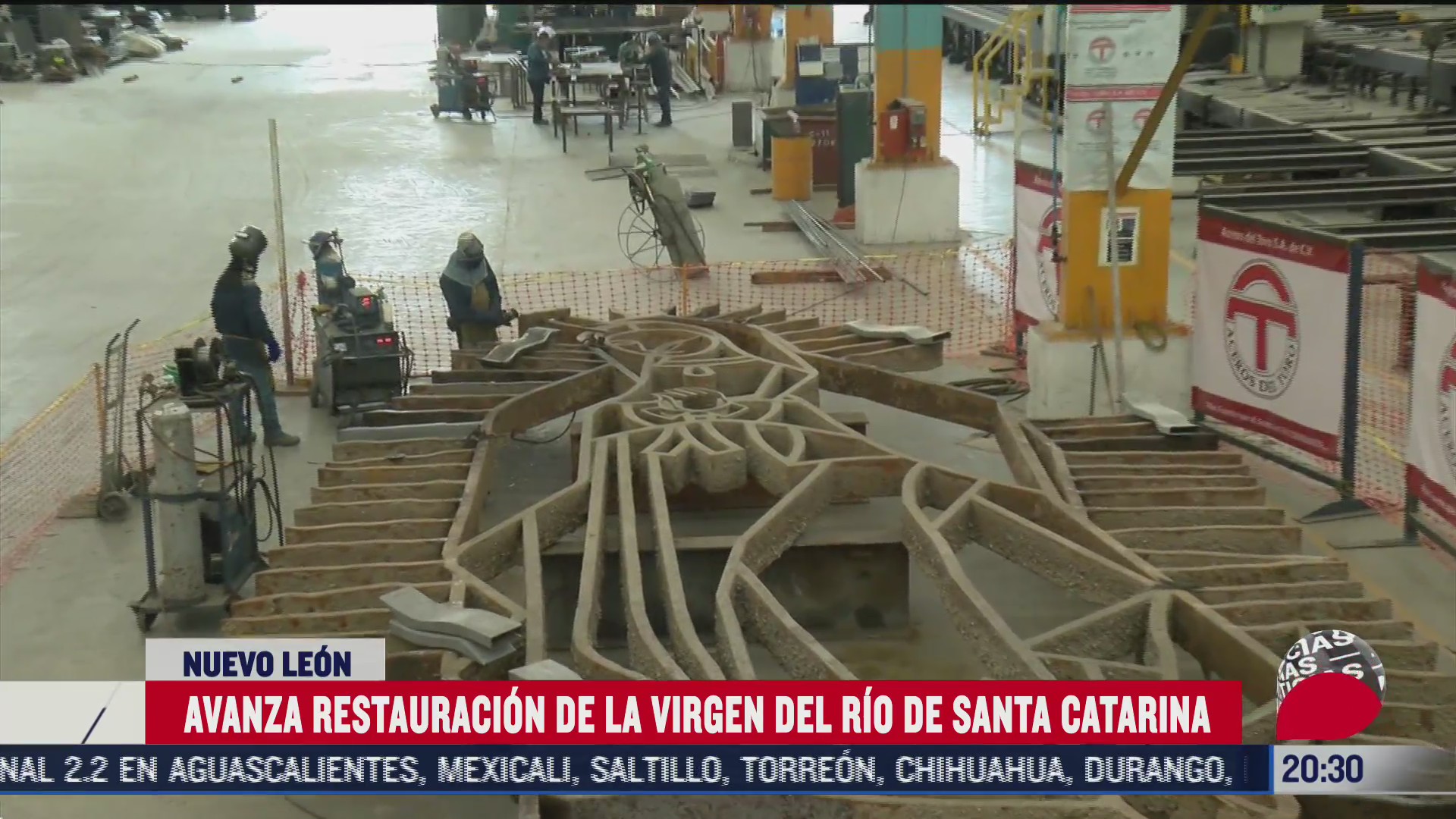 restauración de la escultura de la virgen de Guadalupe rescatada en el río Santa Catarina