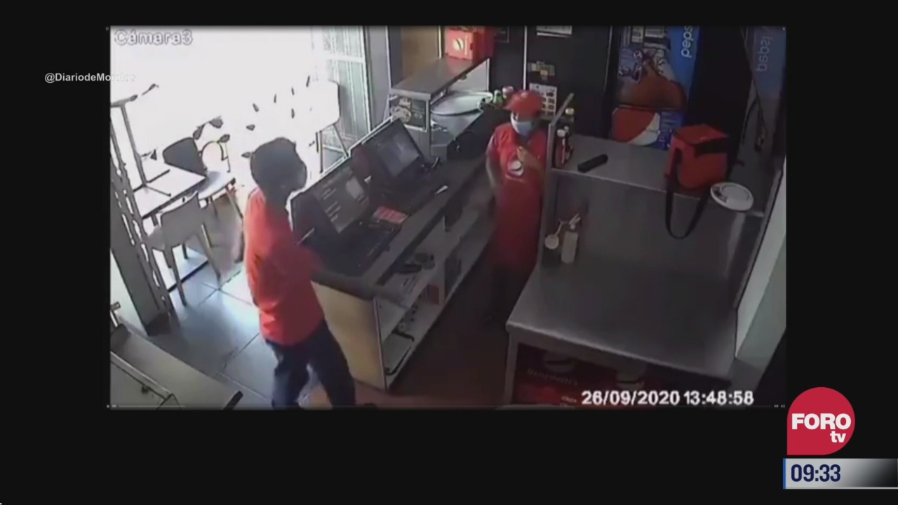 captan en video asalto a pizzeria en cuernavaca