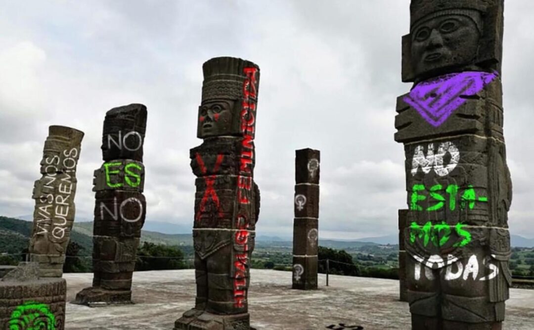 Feministas protestan con "pintas" virtuales en Hidalgo